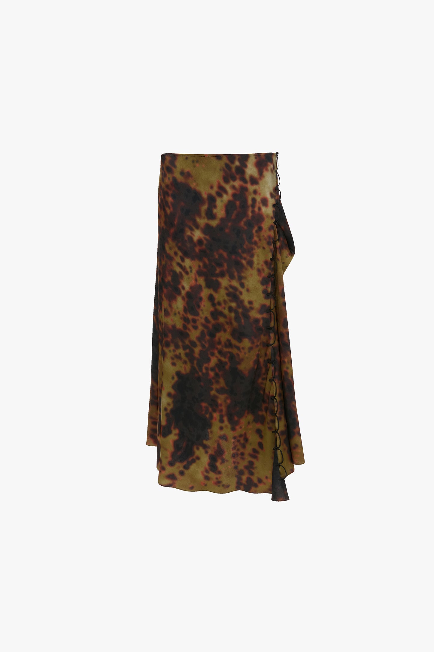 Rouleau Midi Skirt In Olive Brown Print