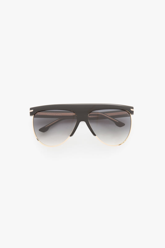 Sculpted Metal and Acetate Sunglasses with Flat Top
