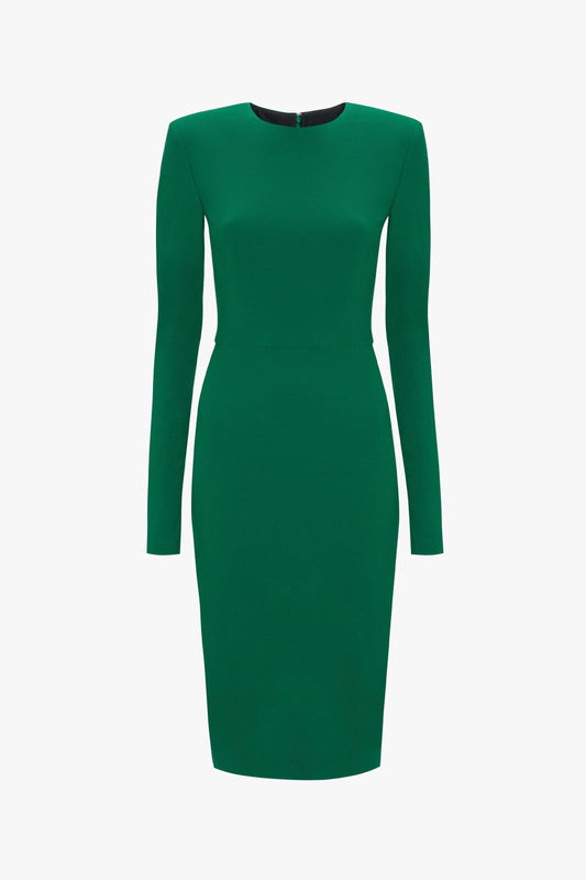 Long Sleeve T-Shirt Fitted Dress in Emerald