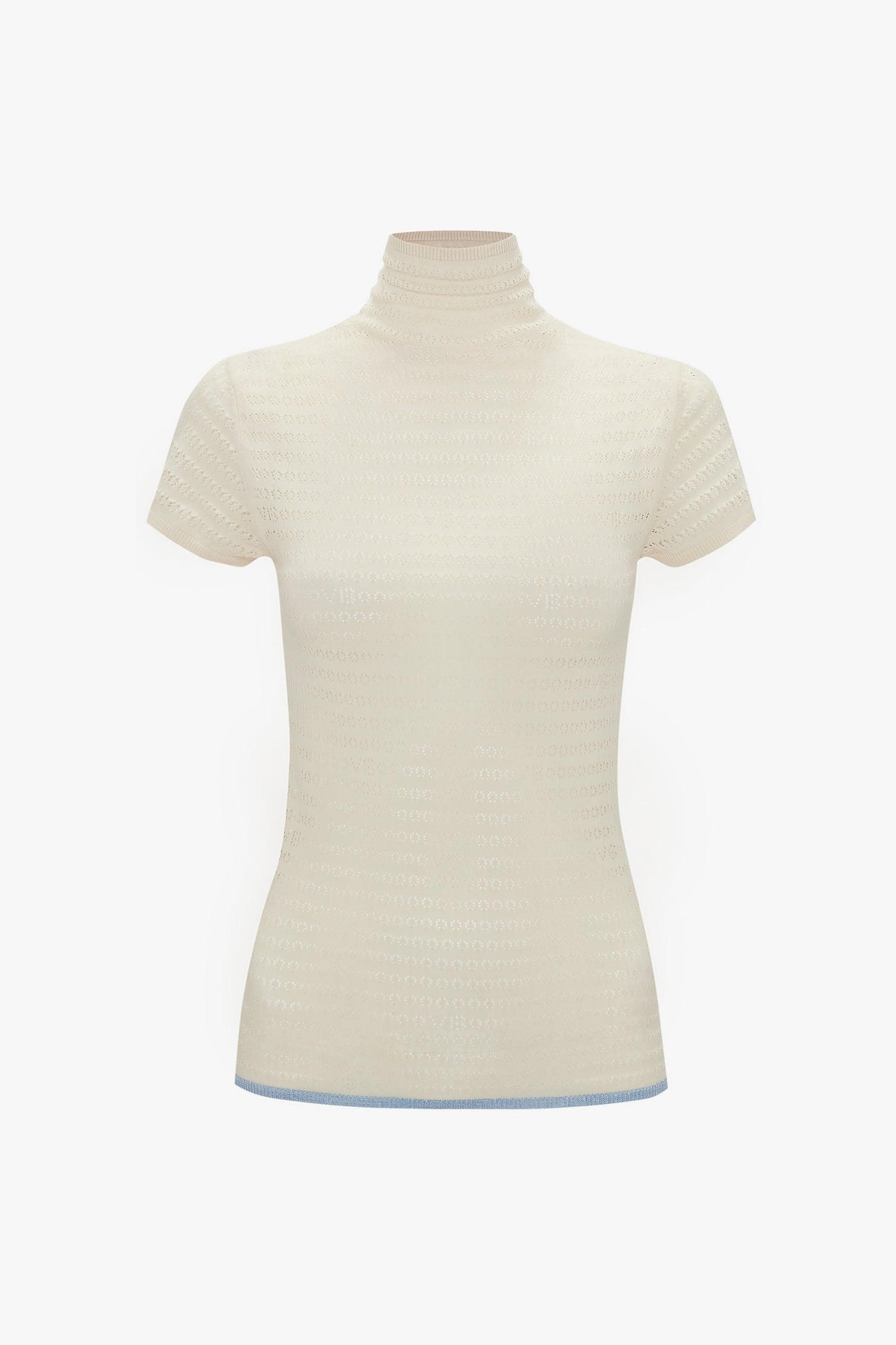Polo Neck Knitted T-Shirt In Cream