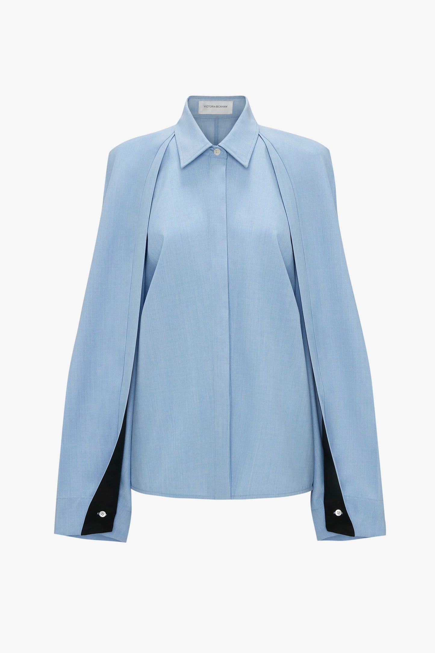Pleat Detail Raglan Shirt In Oxford Blue