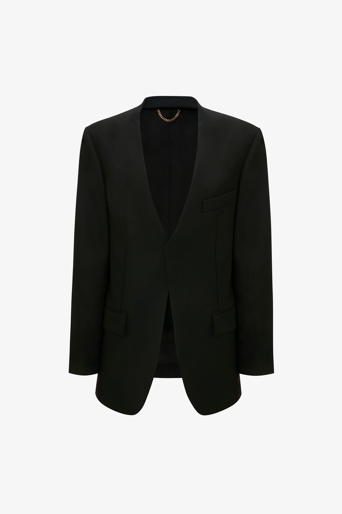 Hidden Lapel Single Breasted Jacket In Black