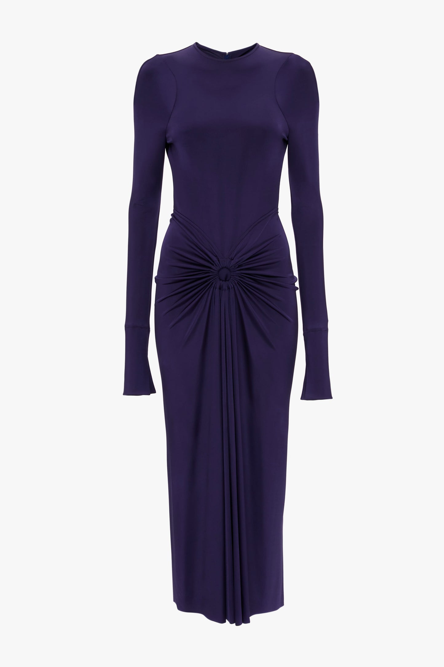 Long Sleeve Gathered Midi Dress In Ultraviolet