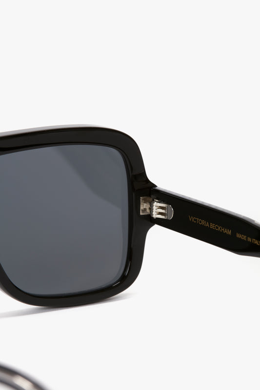 Layered Mask Sunglasses In Black-Silver-Mirror
