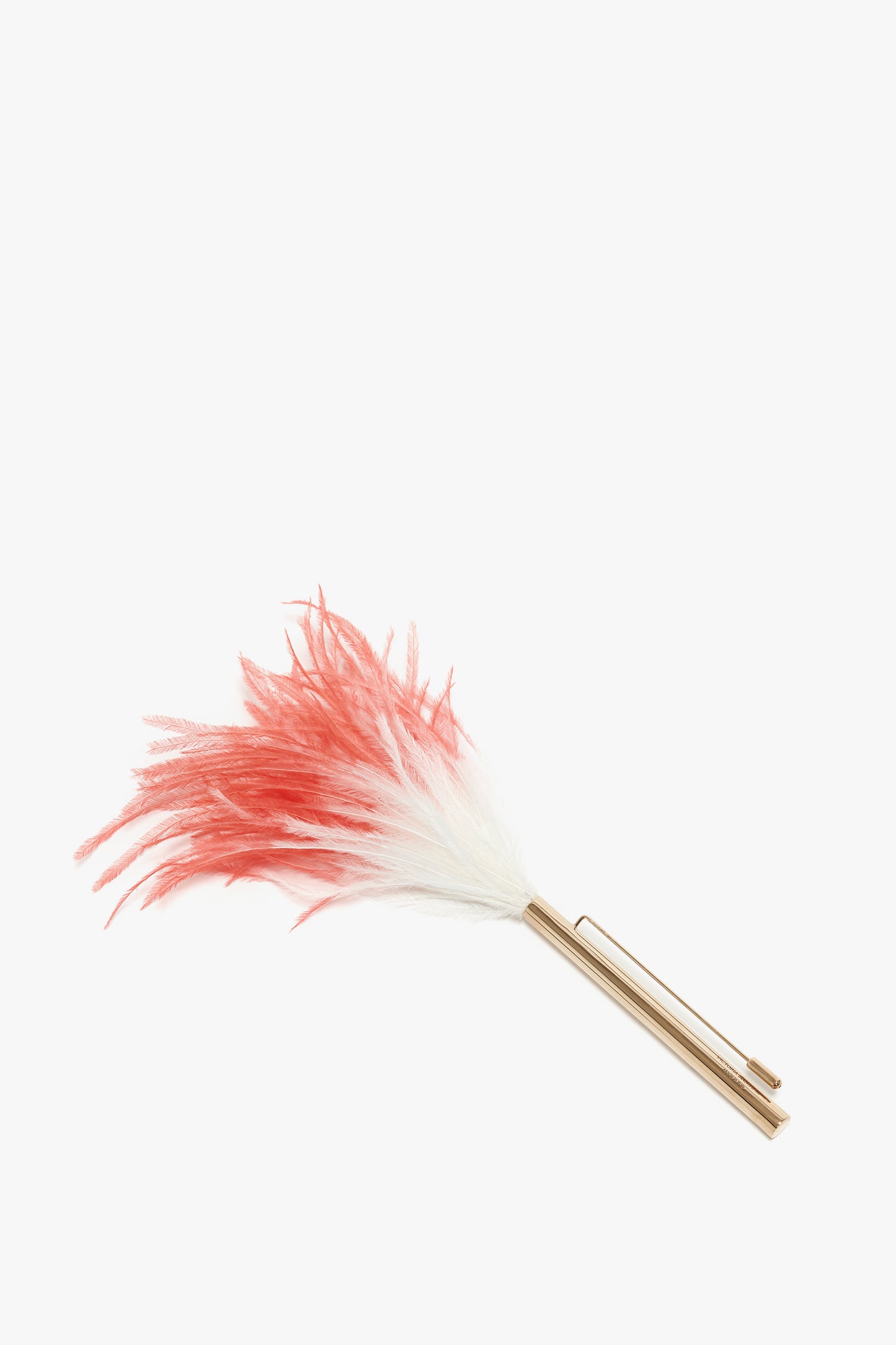 Feather Brooch In White-Salmon