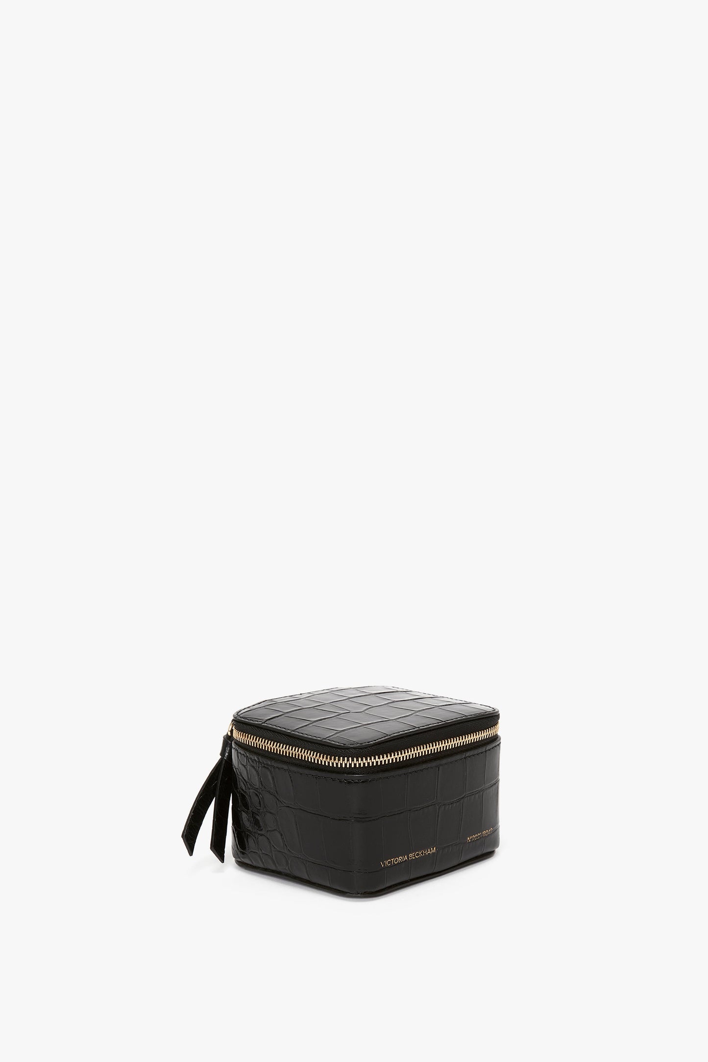 Jewellery Box In Black Croc-Effect Leather