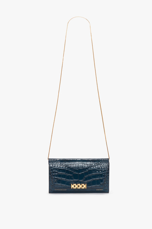 Wallet On Chain In Midnight Croc-Effect Leather