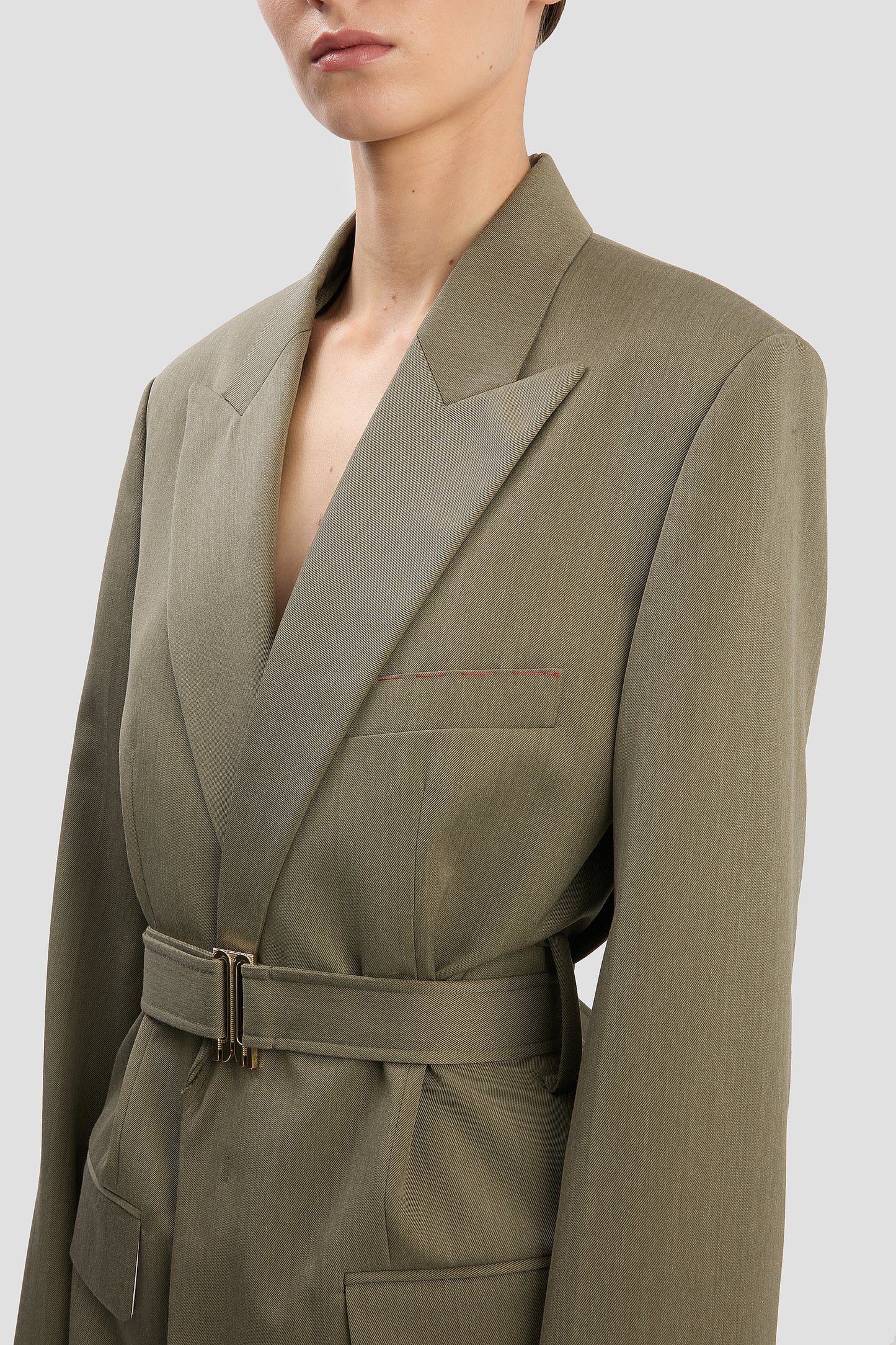 Belted Tailored Jacket In Sage Melange