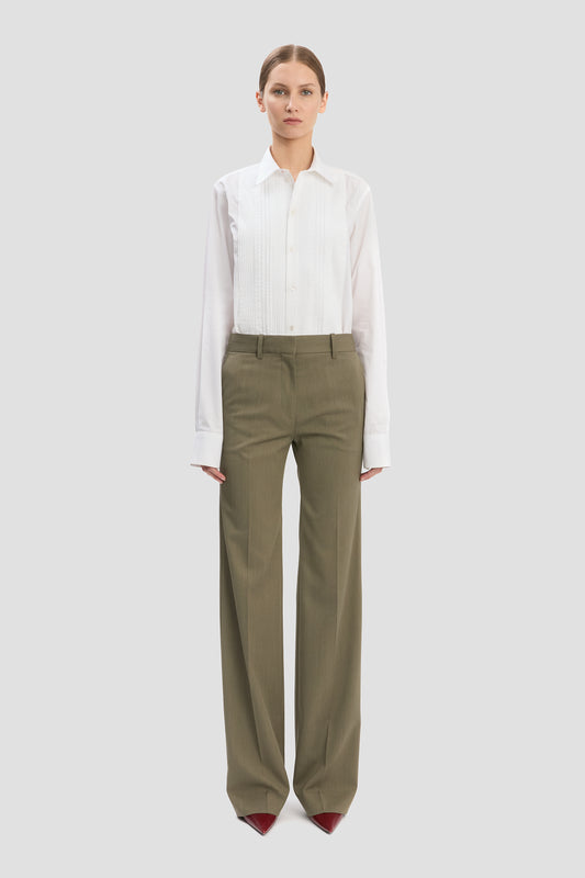 Tailored Straight Leg Trouser In Sage Melange