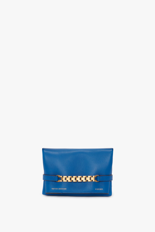 Mini Chain Pouch in Sapphire Blue Leather