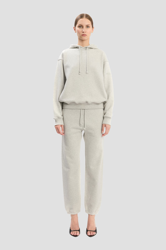 Logo Embroidered Hoodie In Grey Marl