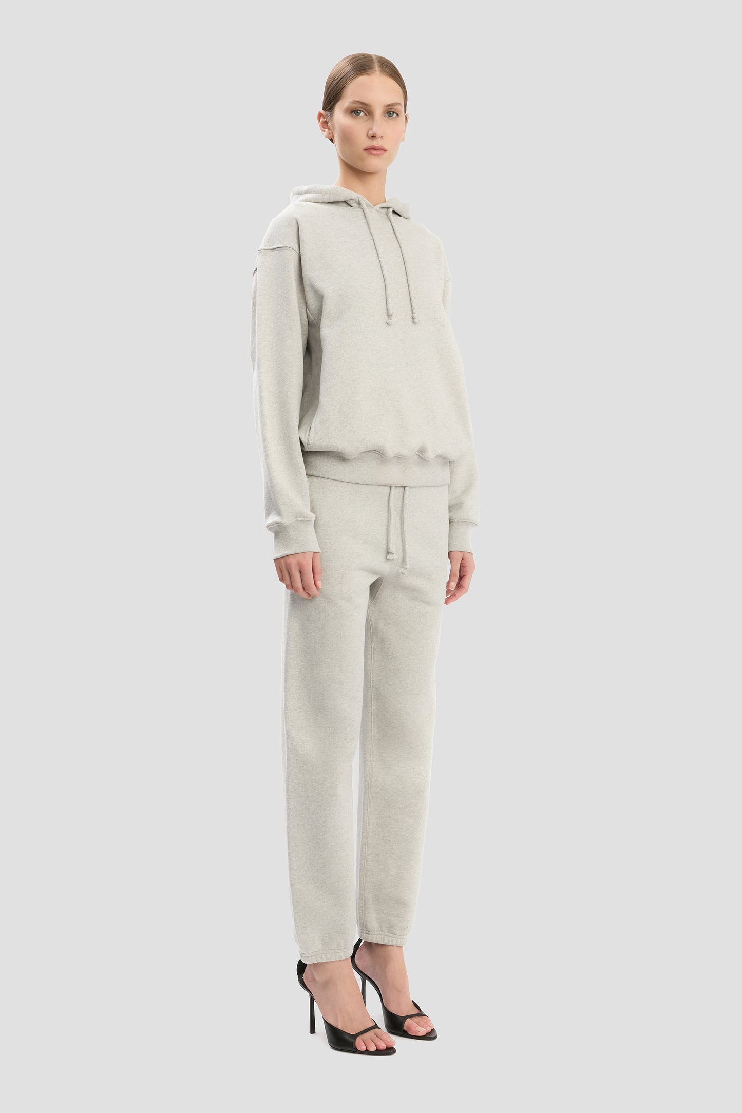 Logo Embroidered Hoodie In Grey Marl