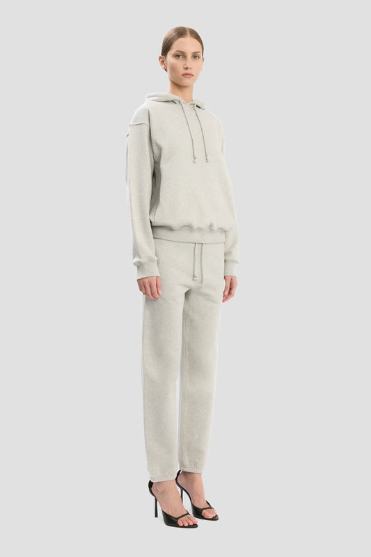 Logo Embroidered Hoodie In Grey Marl
