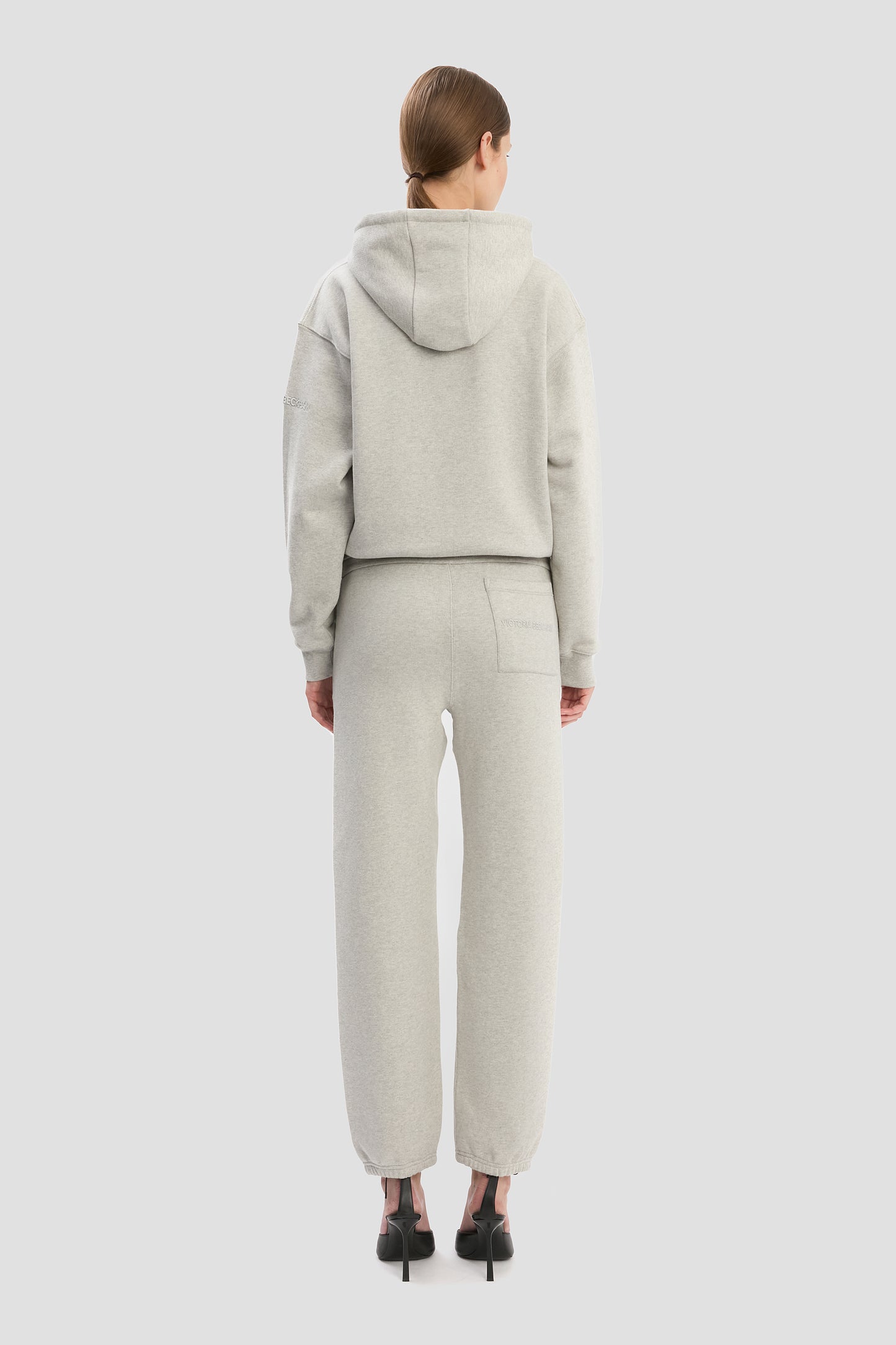 Logo Embroidered Hoodie In Grey Marl