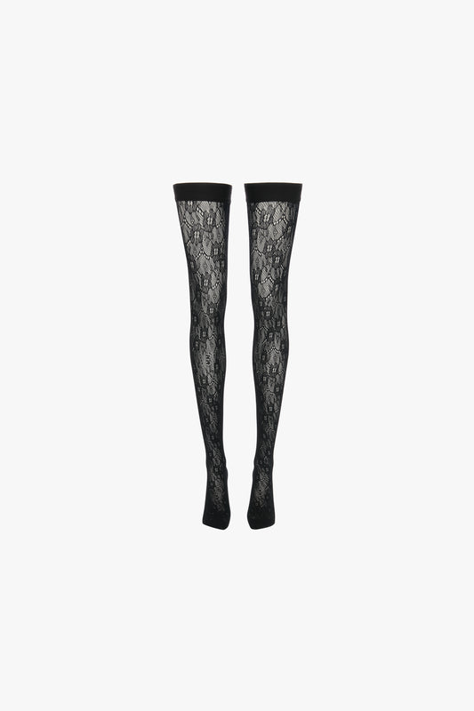 VB Monogram Lace Hold-Ups In Black