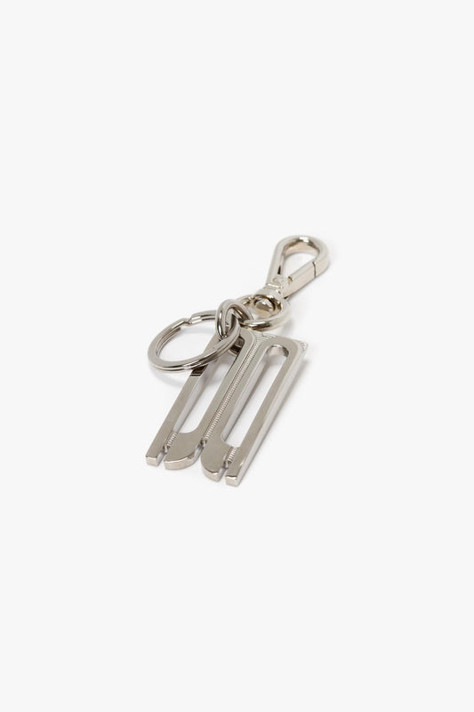 B Charm Keyring In Silver