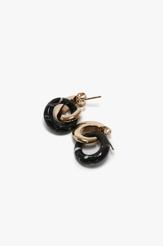 Exclusive Resin Pendant Earrings In Light Gold-Black