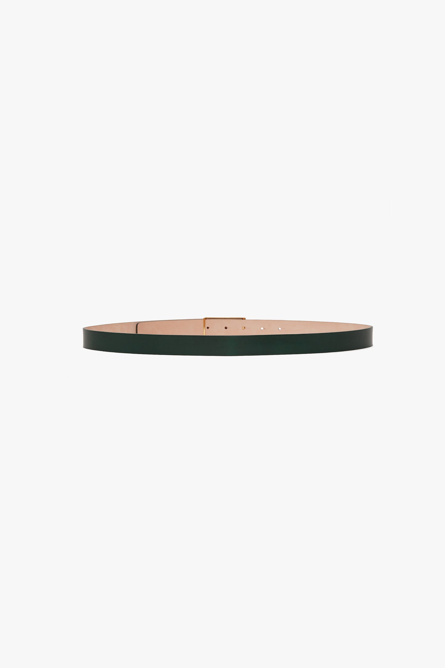 Frame Belt In Dark Green Glossed Leather