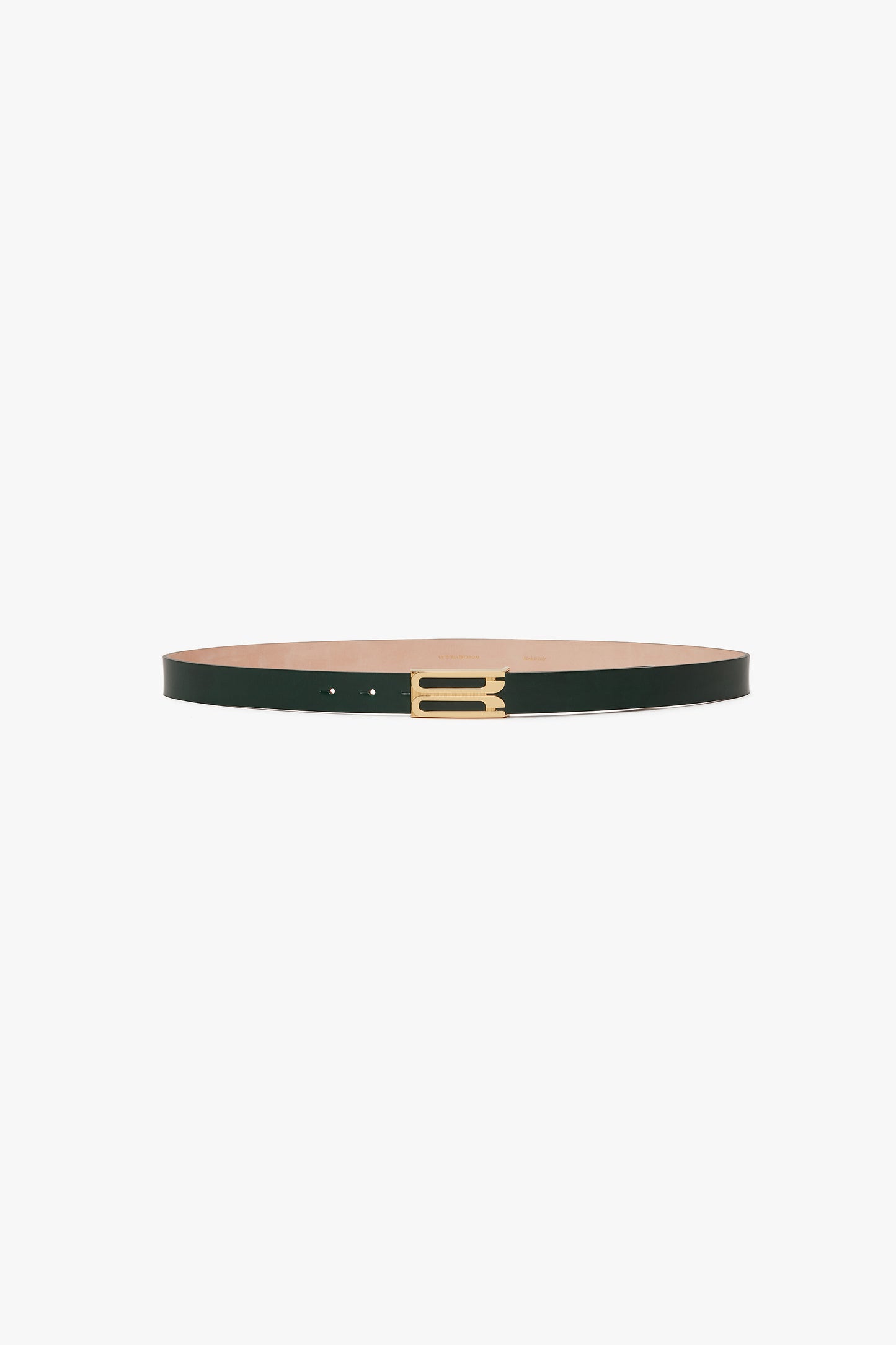 Frame Belt In Dark Green Glossed Leather