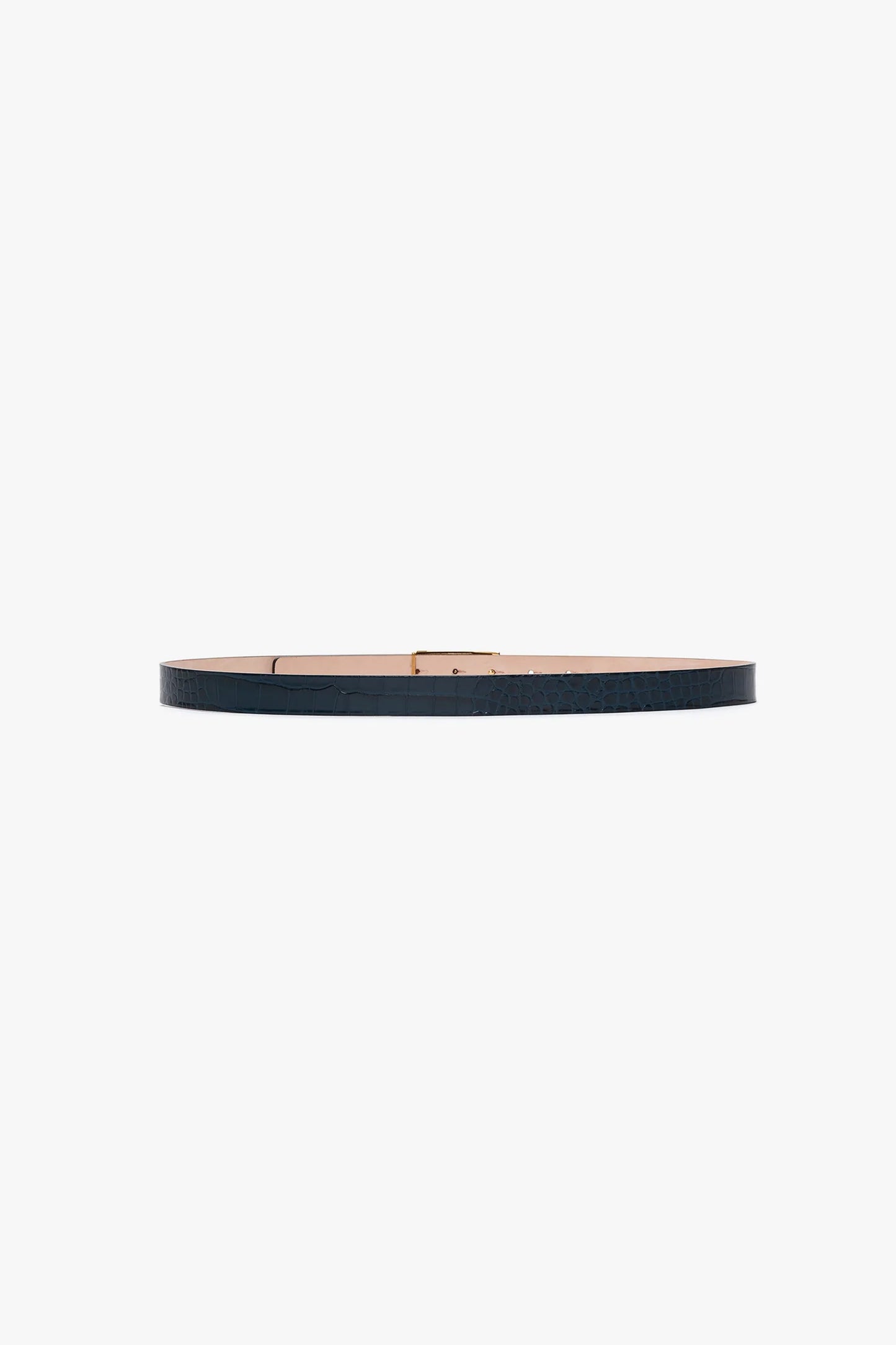 Frame Belt In Midnight Blue Croc Embossed Calf Leather