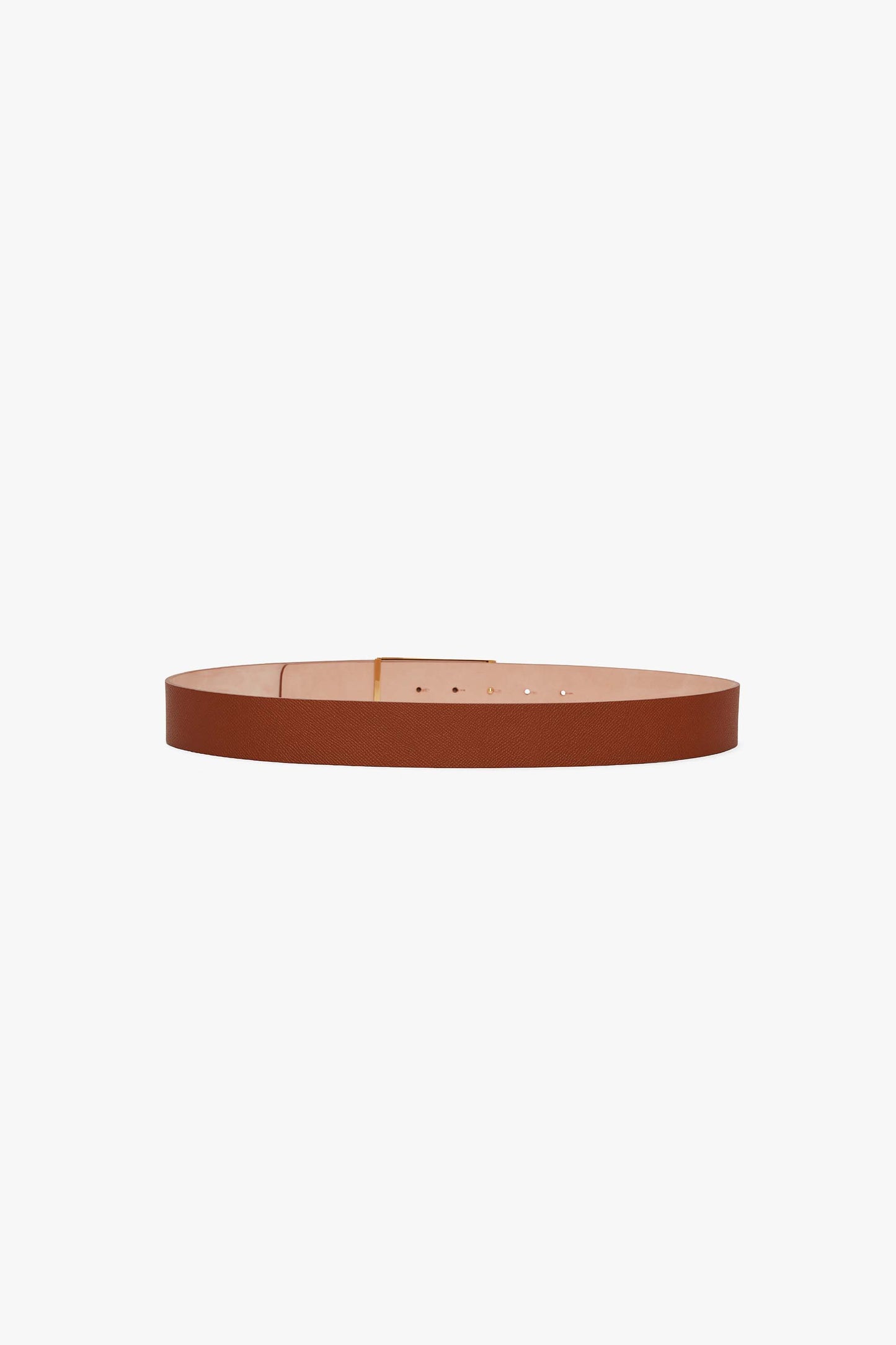 Jumbo Frame Belt In Tan Grained Leather