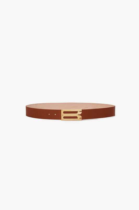 Jumbo Frame Belt In Tan Grained Leather