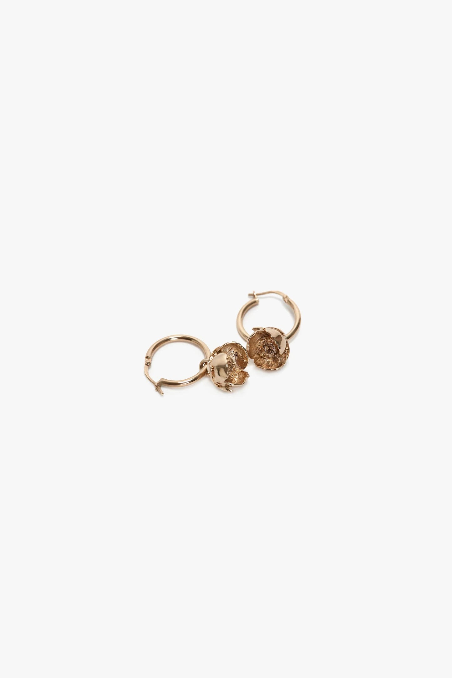 Exclusive Camellia Flower Hoop Earrings In Gold