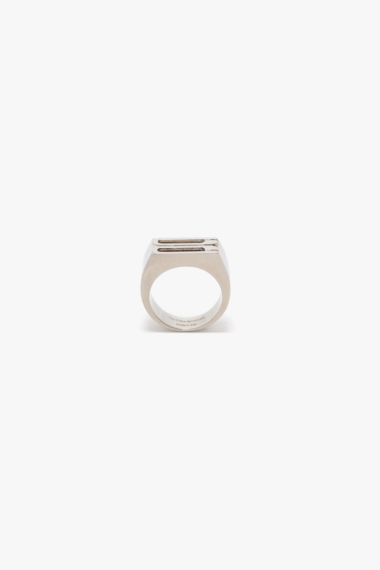 B Frame Signet Ring In Silver