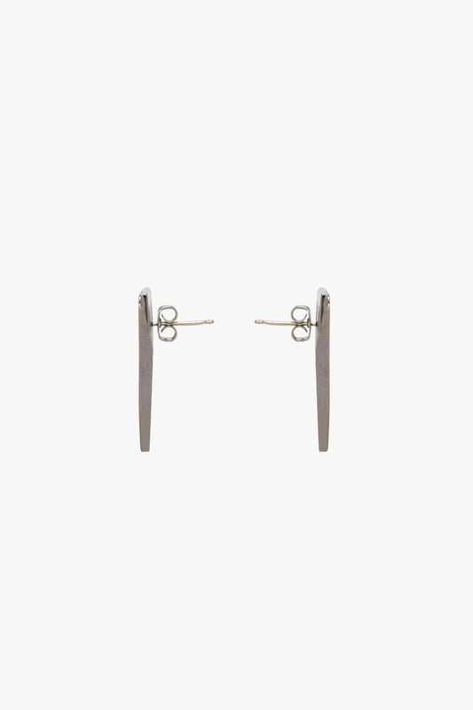 B Frame Stud Earrings In Silver