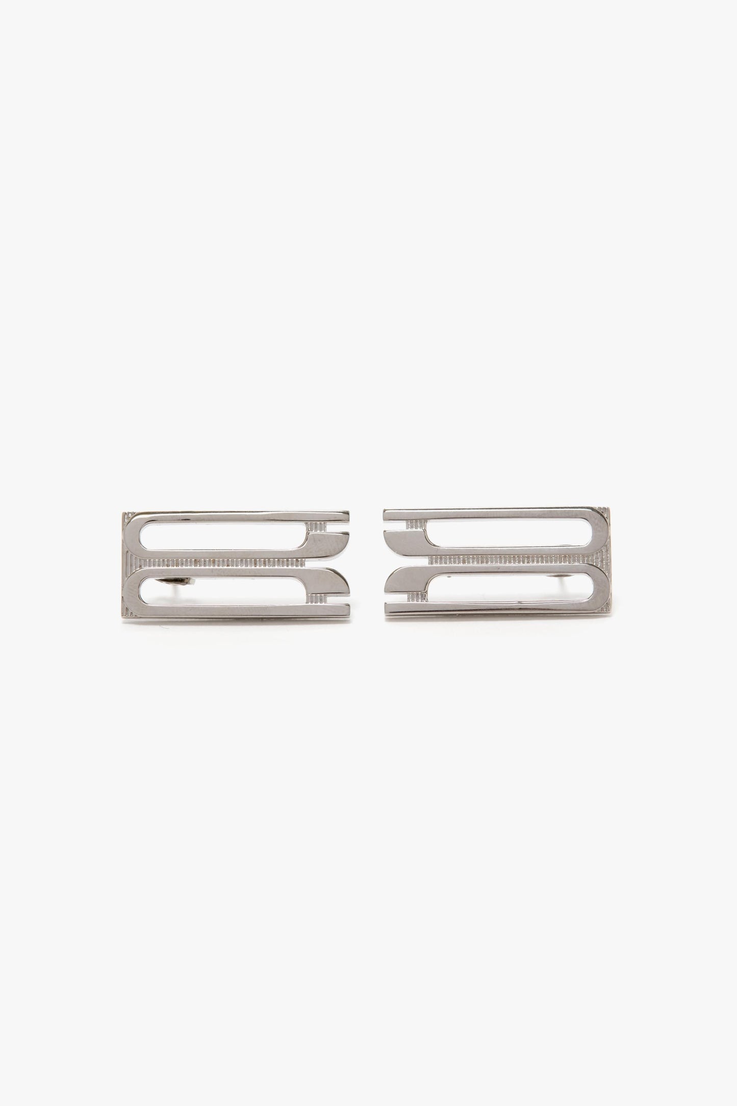 B Frame Stud Earrings In Silver