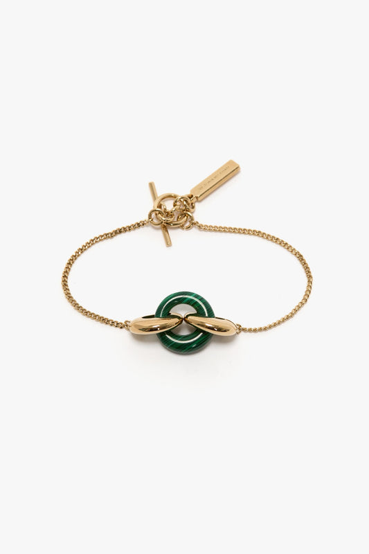 Resin Charm Bracelet In Light Gold-Emerald