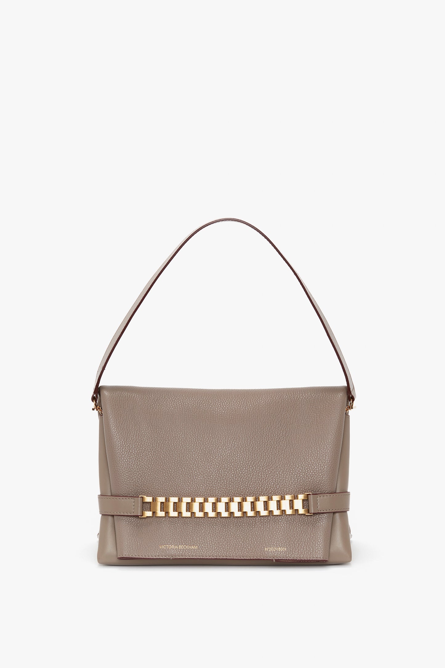 Chain Pouch With Strap In Taupe Grained Calf