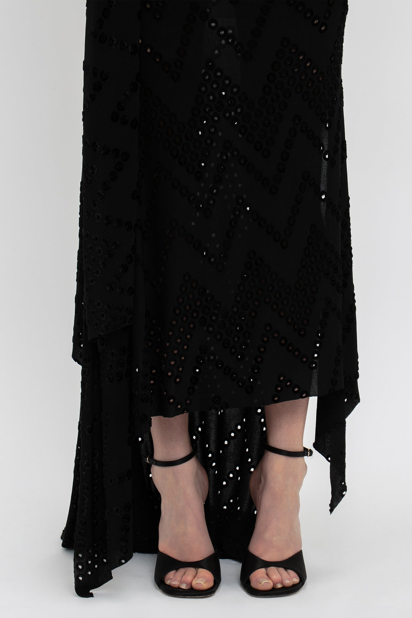 Long Sleeve High Neck Jersey Dress In Black