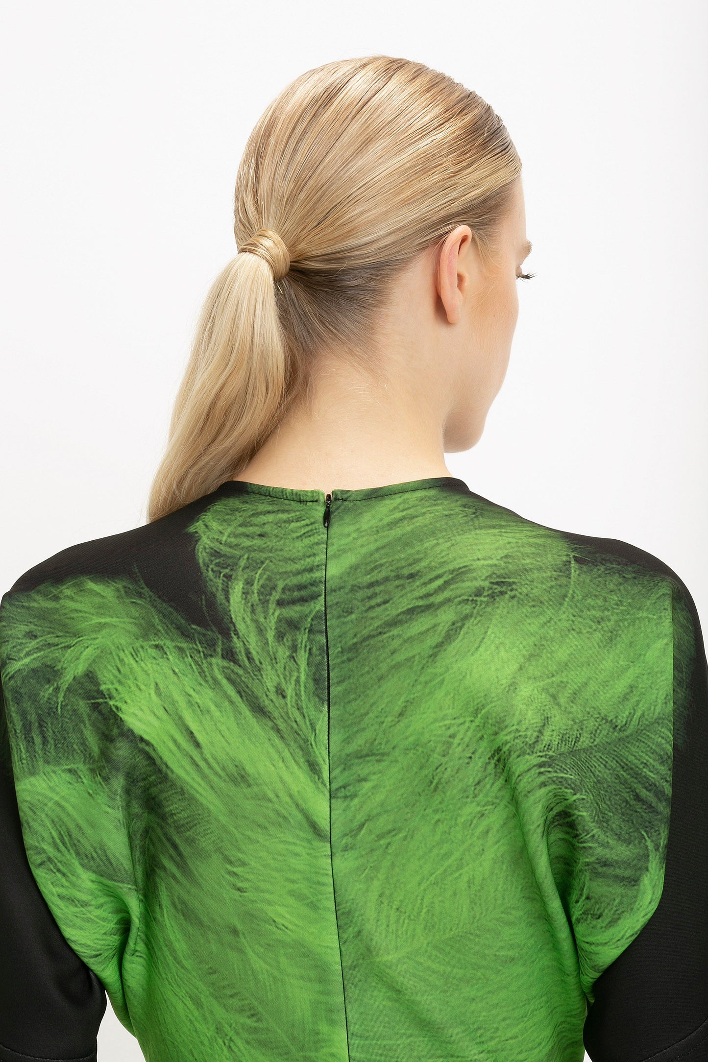 Dolman Midi Dress In Green Digital Feather Print