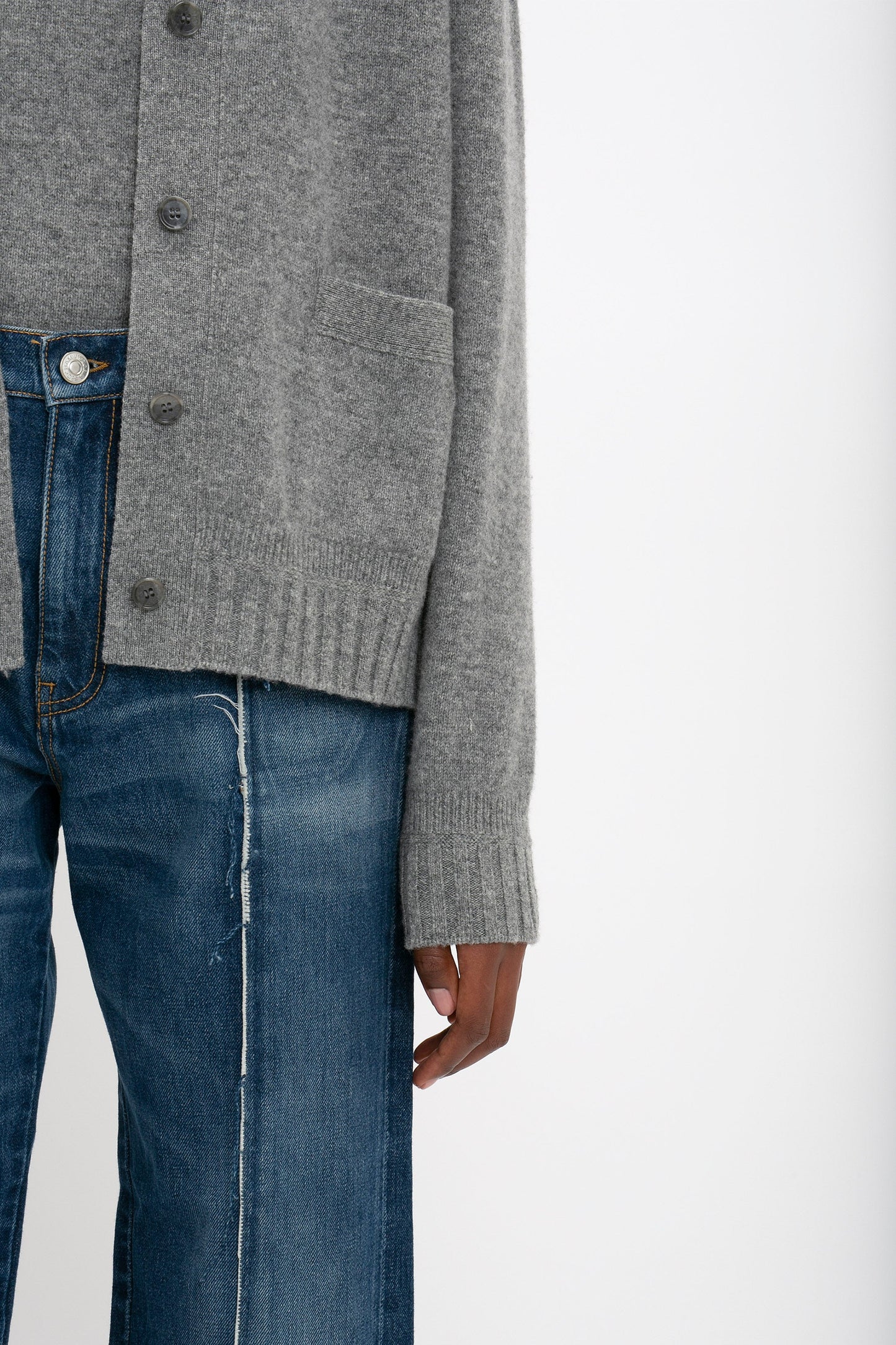 Double Layer Cardigan In Grey Melange