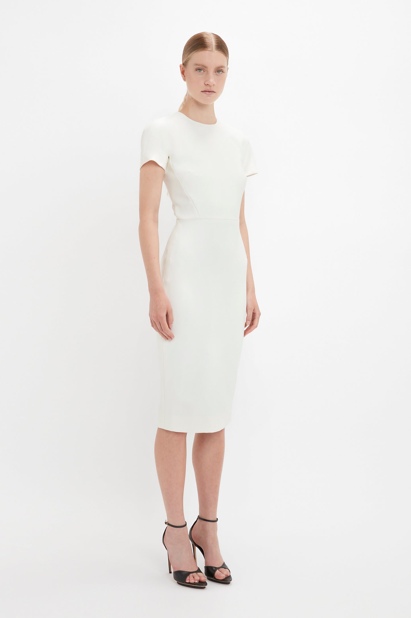 Fitted T-shirt Dress In White