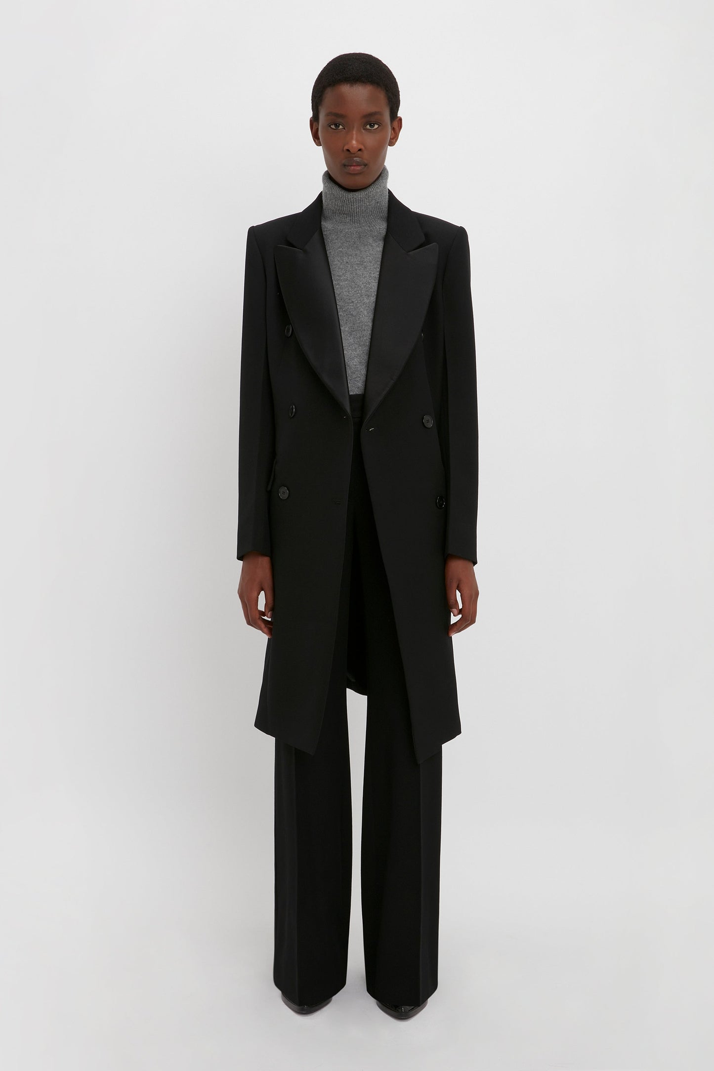 Longline Tailored Coat In Black