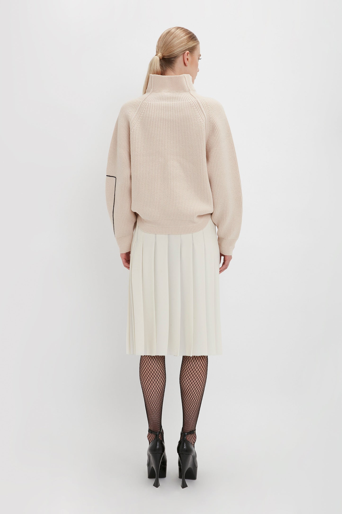 Oversized Polo Neck Jumper In Cream