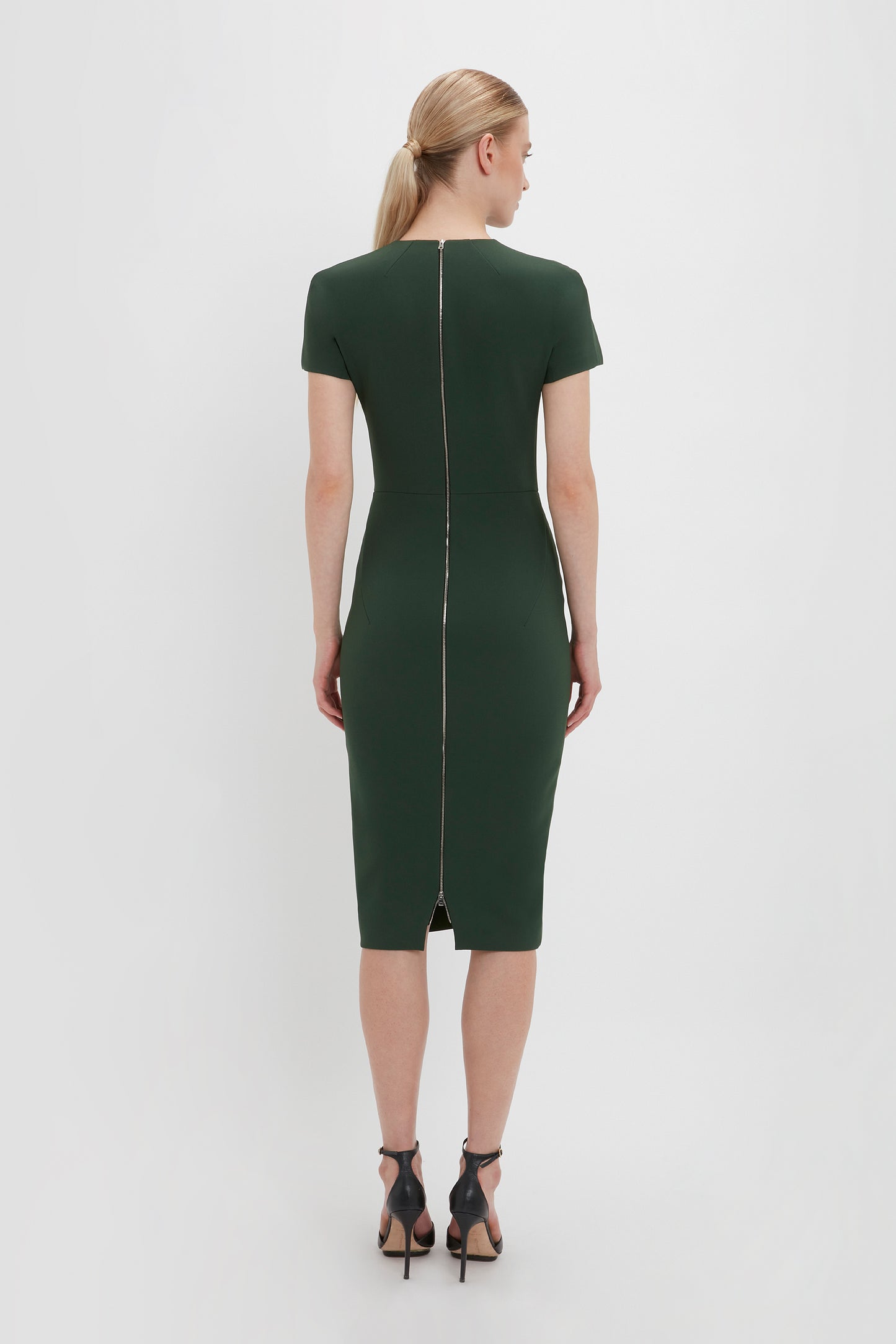 T-Shirt Fitted Dress In Bottle Green