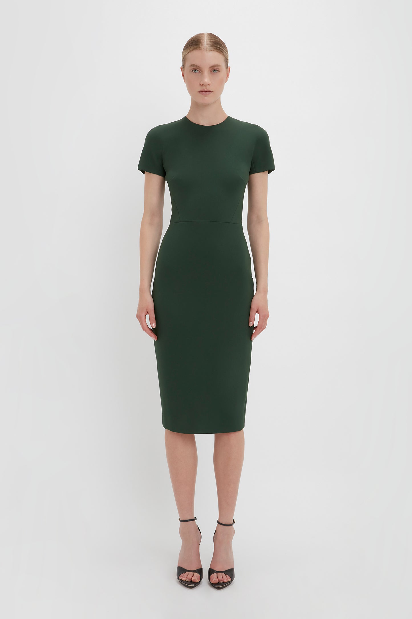 T-Shirt Fitted Dress In Bottle Green