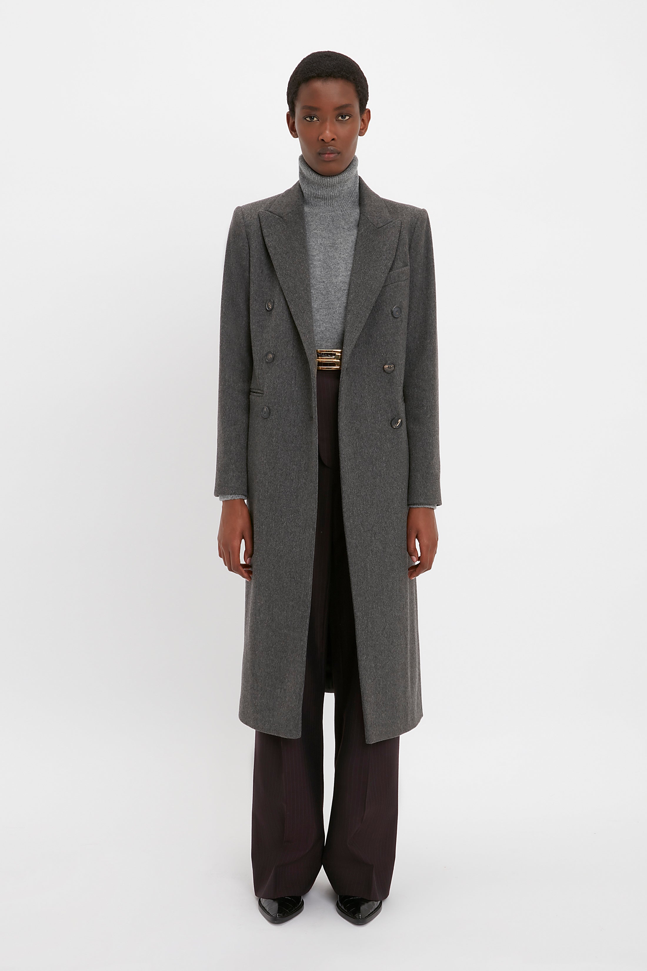 Tailored Slim Coat In Grey Melange – Victoria Beckham