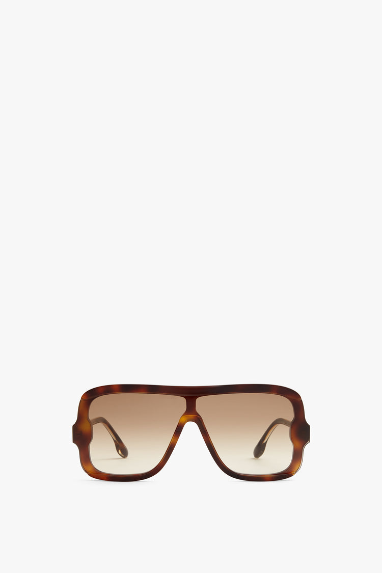 Layered Mask Sunglasses In Tortoise-Brown
