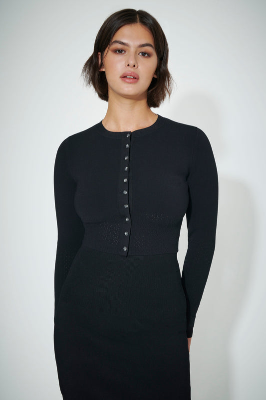 VB Body Cropped Fitted Cardigan in Black