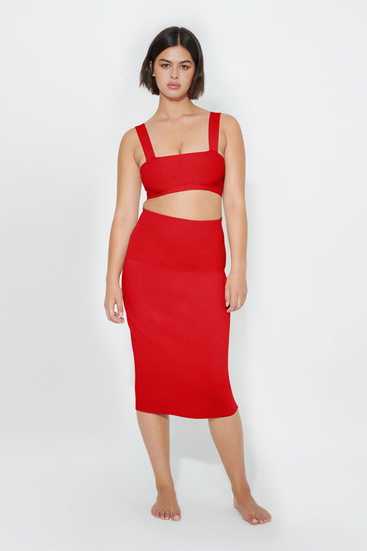 VB Body Strap Bandeau Top in Red