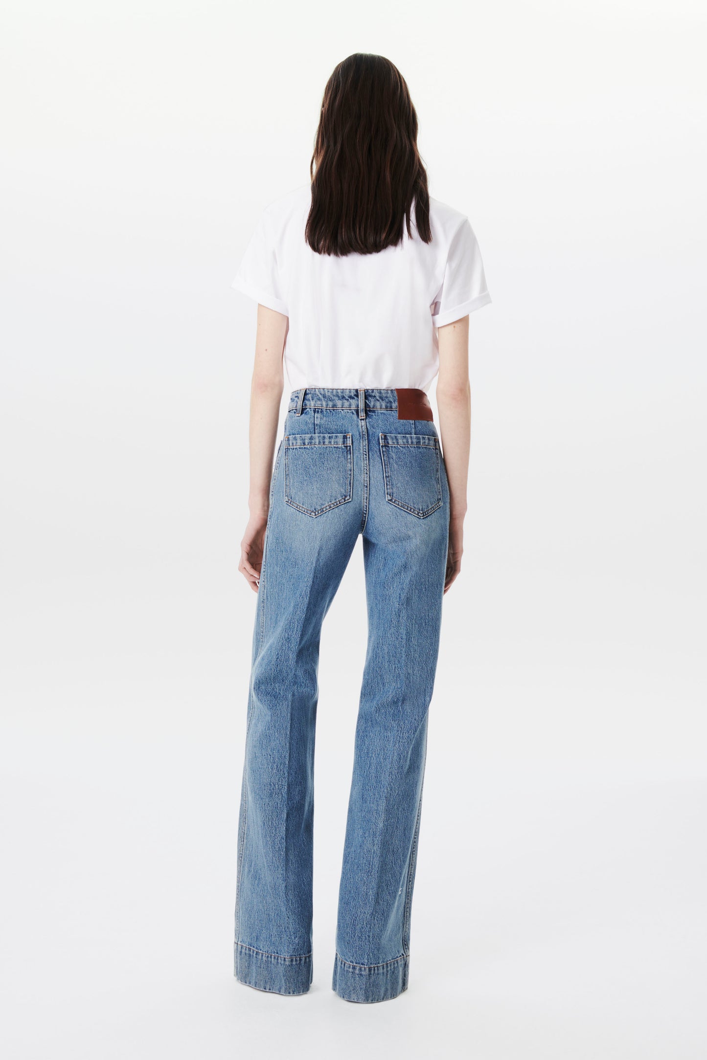 Alina High Waisted Patch Pocket Jean In Marble Wash