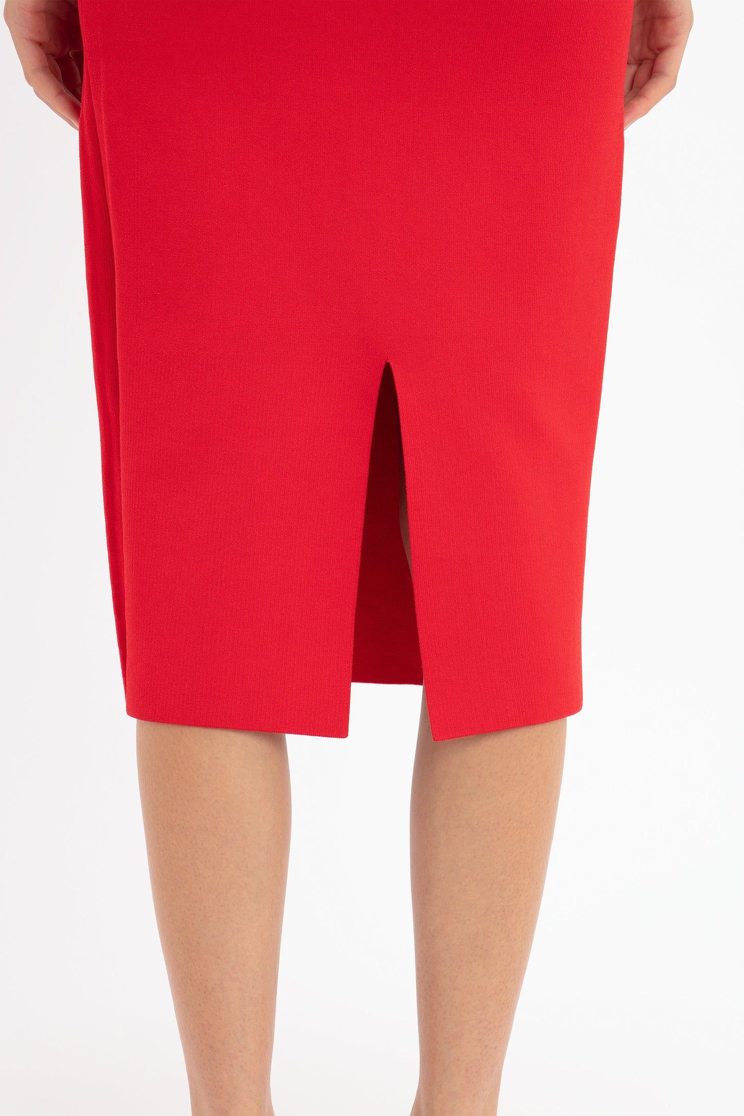VB Body Fitted Midi Skirt in Red
