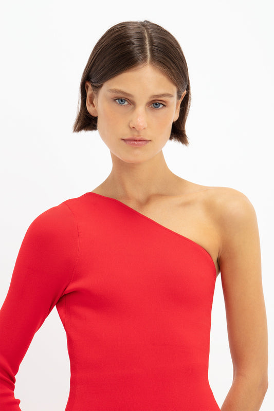 VB Body One Shoulder Top in Red