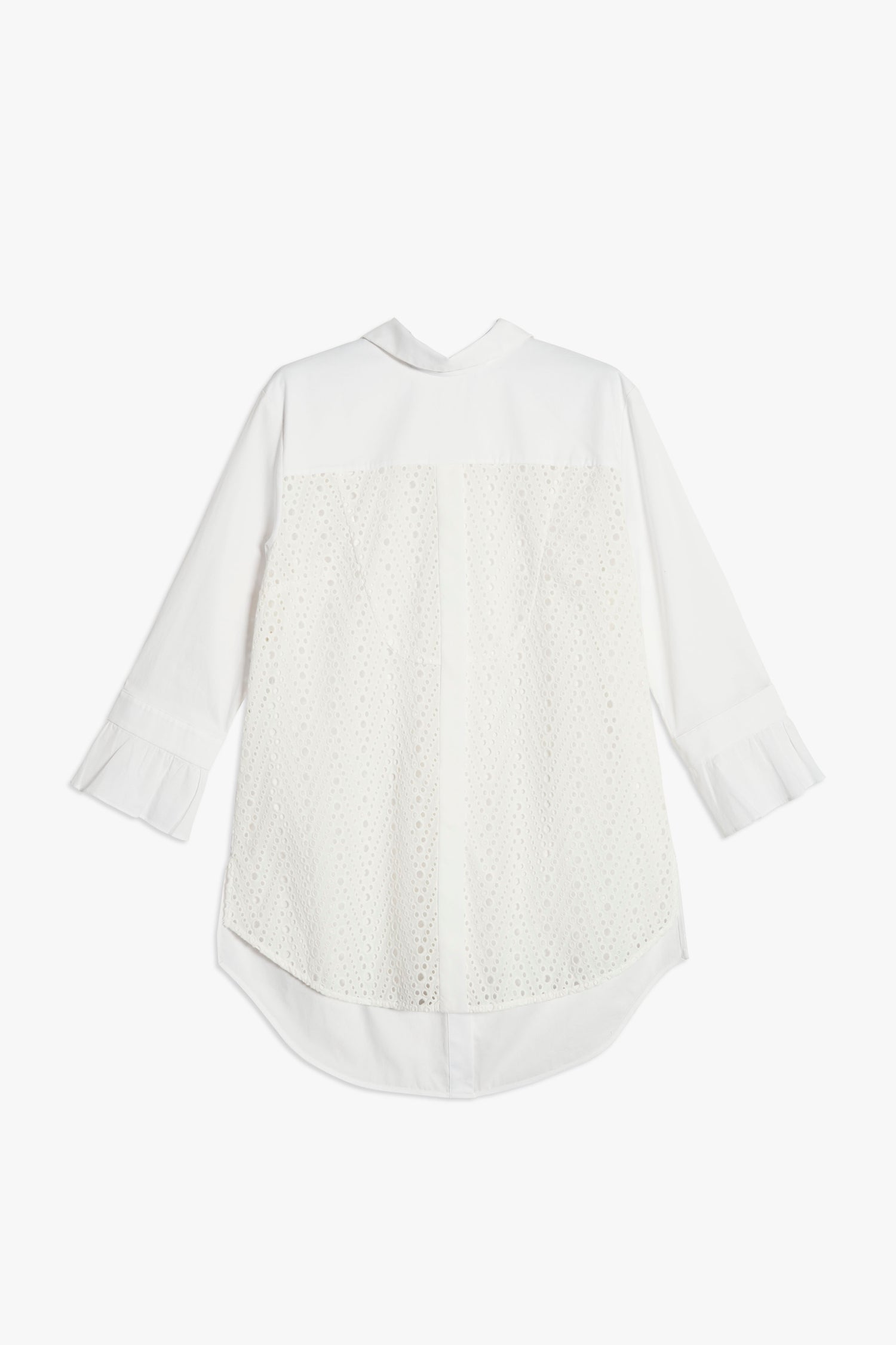 Upcycled Tie-Neck Lace Panel Shirt in White – Victoria Beckham