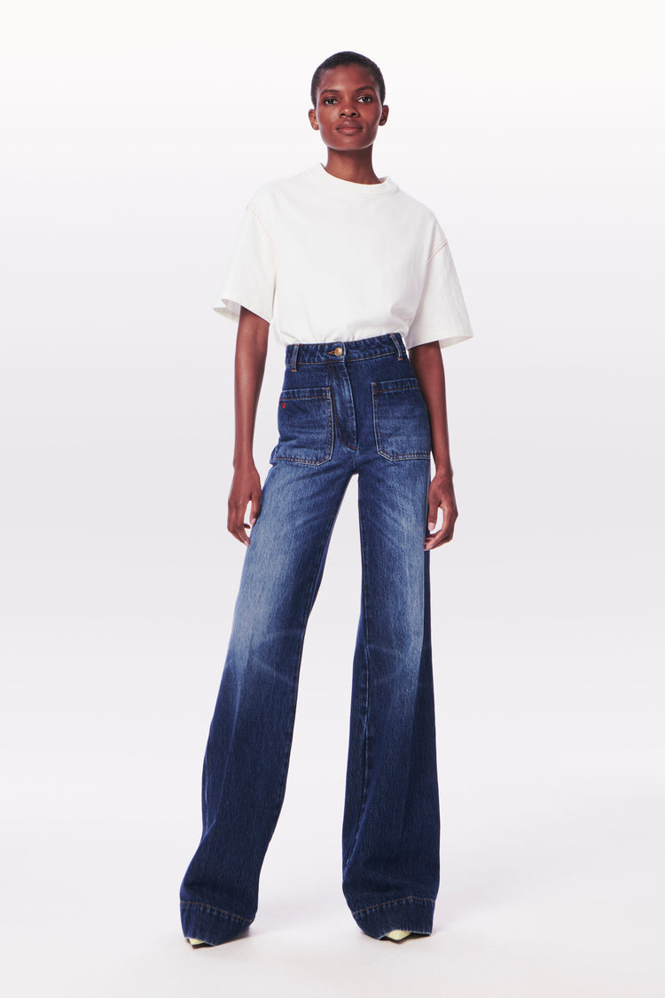 Alina High-Rise Jean in Marble Wash