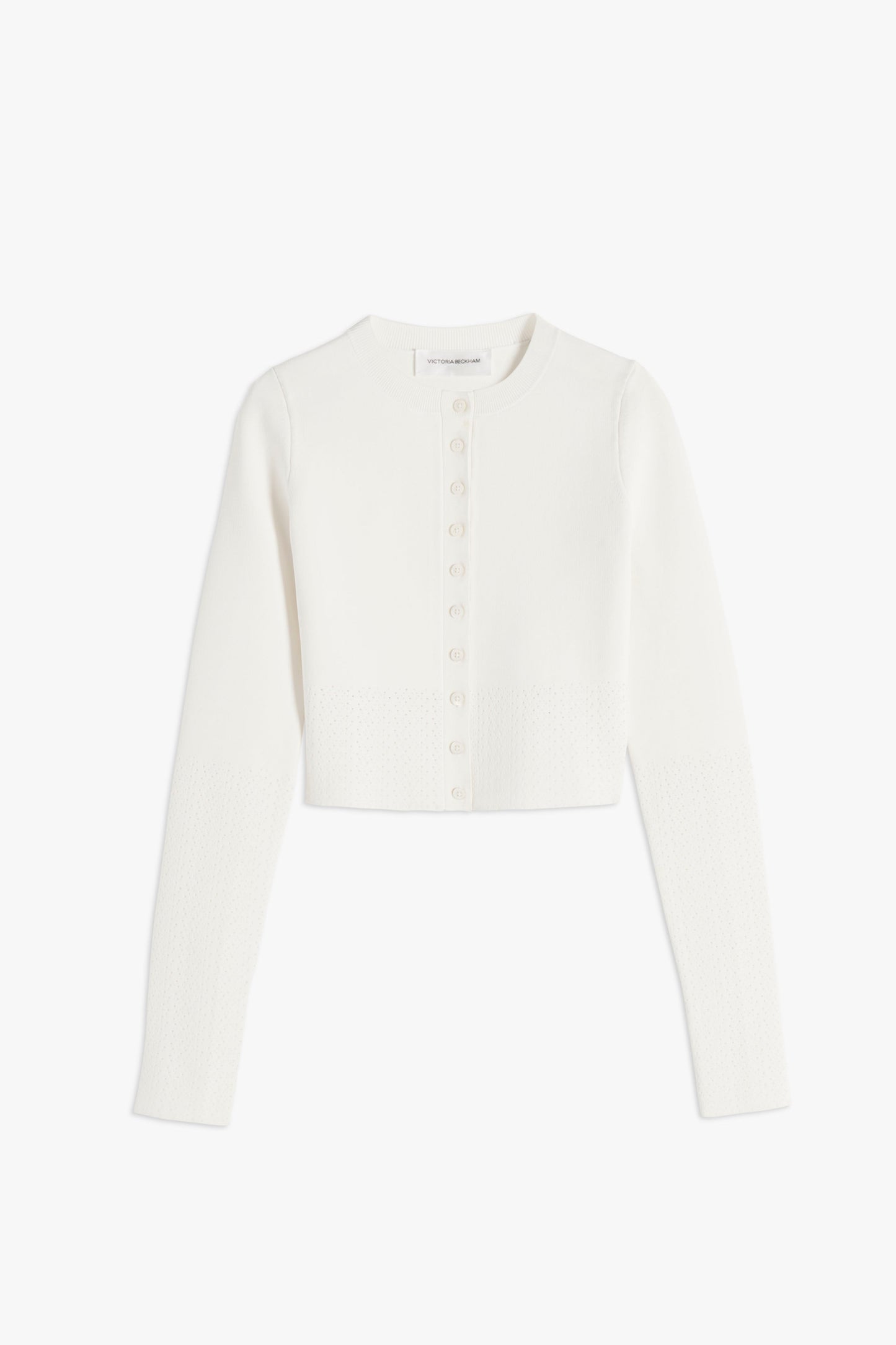 VB Body Cropped Fitted Cardigan In White